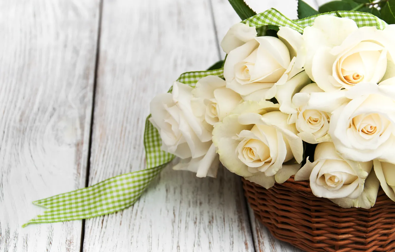 Photo wallpaper roses, bouquet, white, white, roses