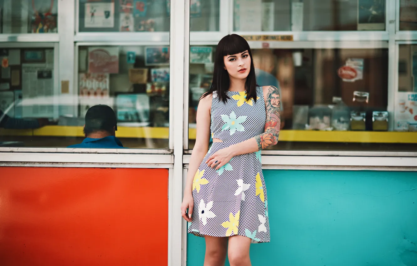Photo wallpaper dress, brunette, tattoo, tattoo