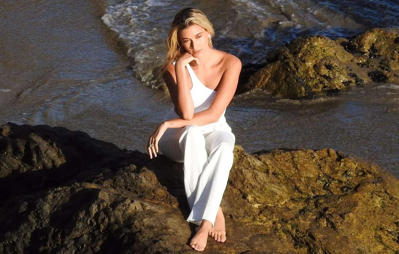 Photo wallpaper girl, dress, beautiful, model, pretty, long-haired, Hailey Bieber