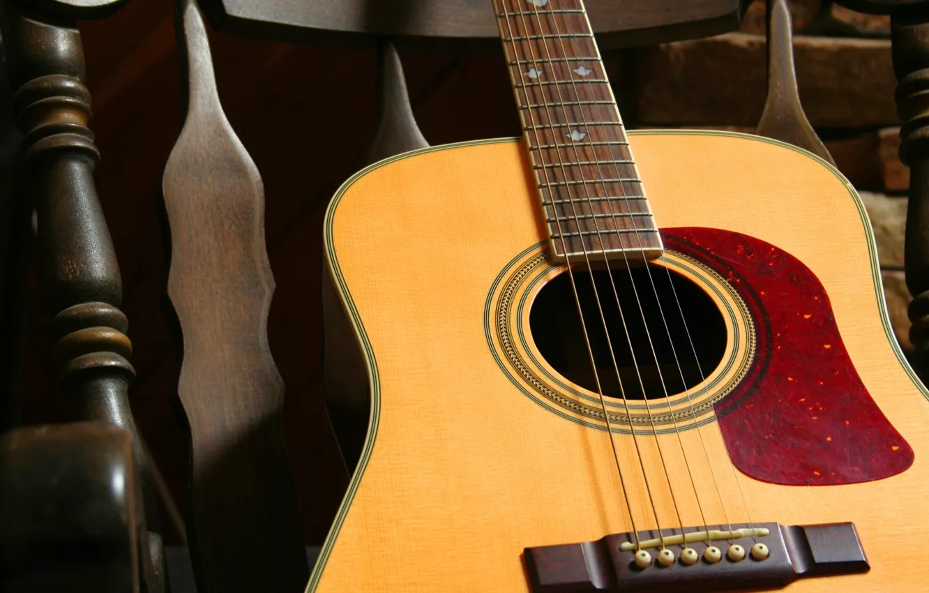 Photo wallpaper guitar, strings, chair