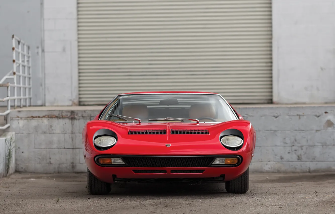 Photo wallpaper Lamborghini, 1971, front, Miura, Lamborghini Miura P400 SV