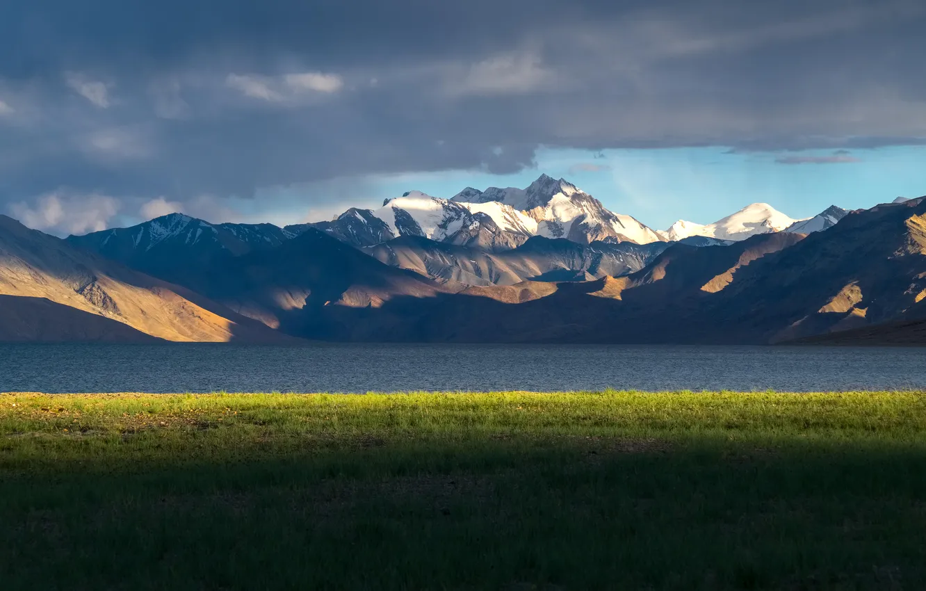 Photo wallpaper road, landscape, bird, sunset, blue, mountain, indian, india