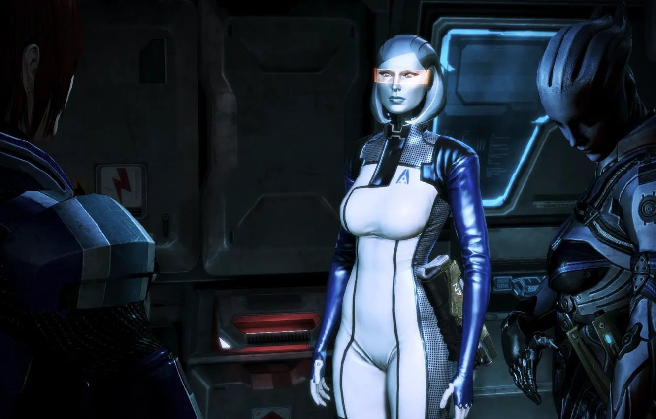 Photo wallpaper mass effect, Shepard, Liara, Susie, edi