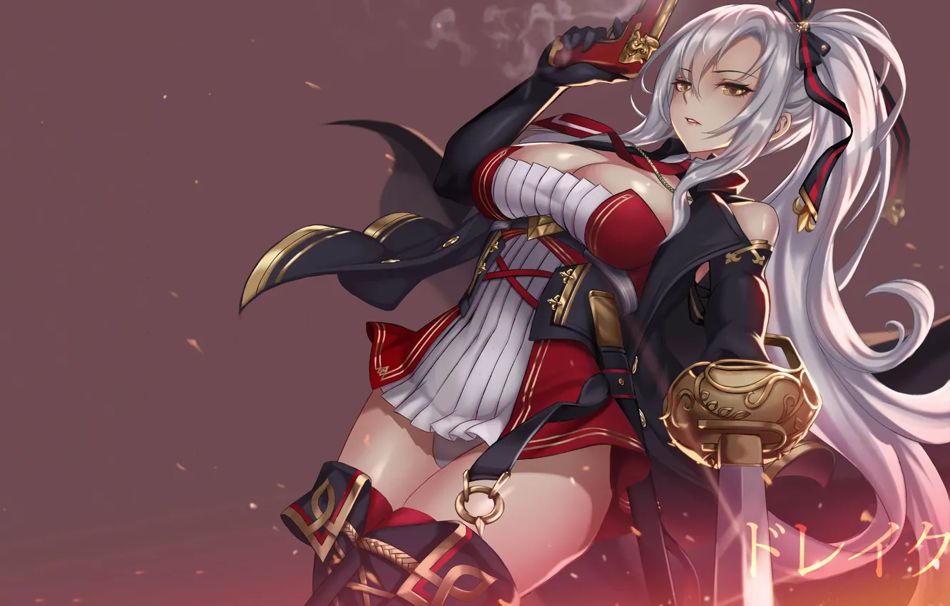 Photo wallpaper girl, sexy, lingerie, cleavage, panties, thighhighs, long hair, dress