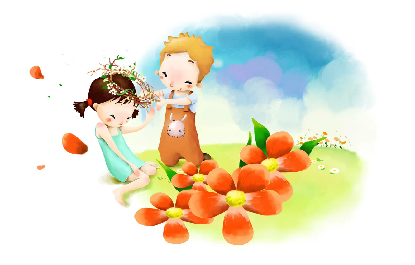 Photo wallpaper flowers, romance, wreath