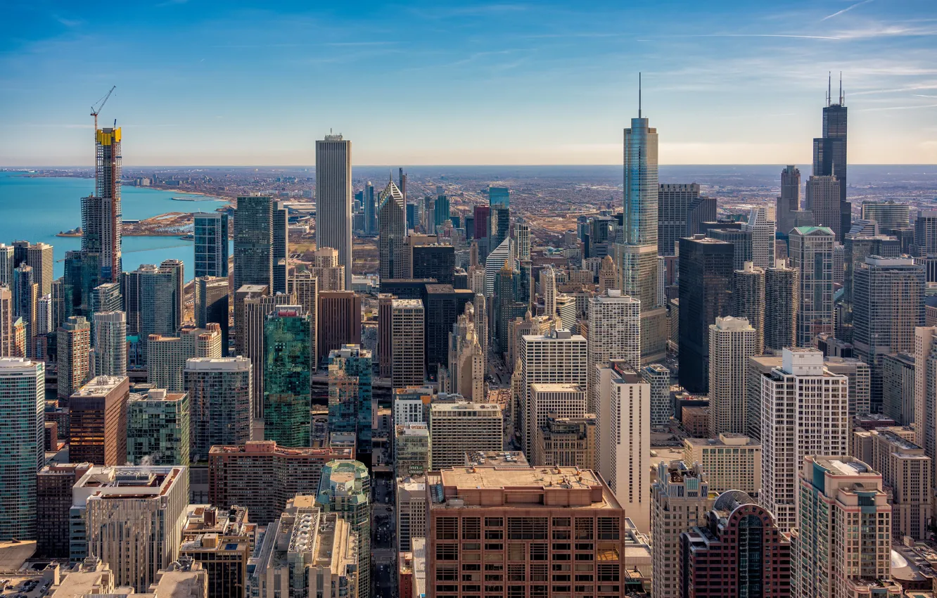 Photo wallpaper skyscrapers, Chicago, panorama, USA
