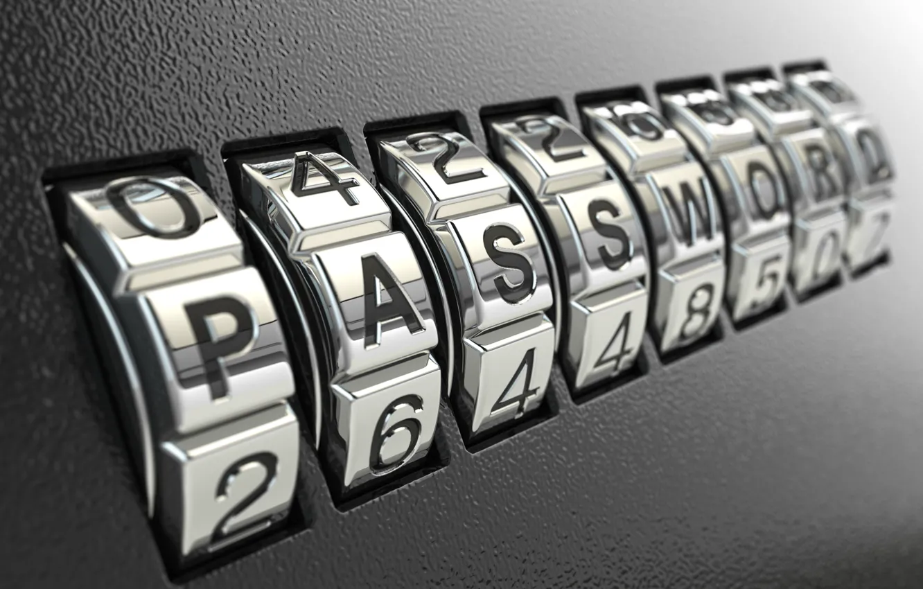 Photo wallpaper metal, code, password, combination lock