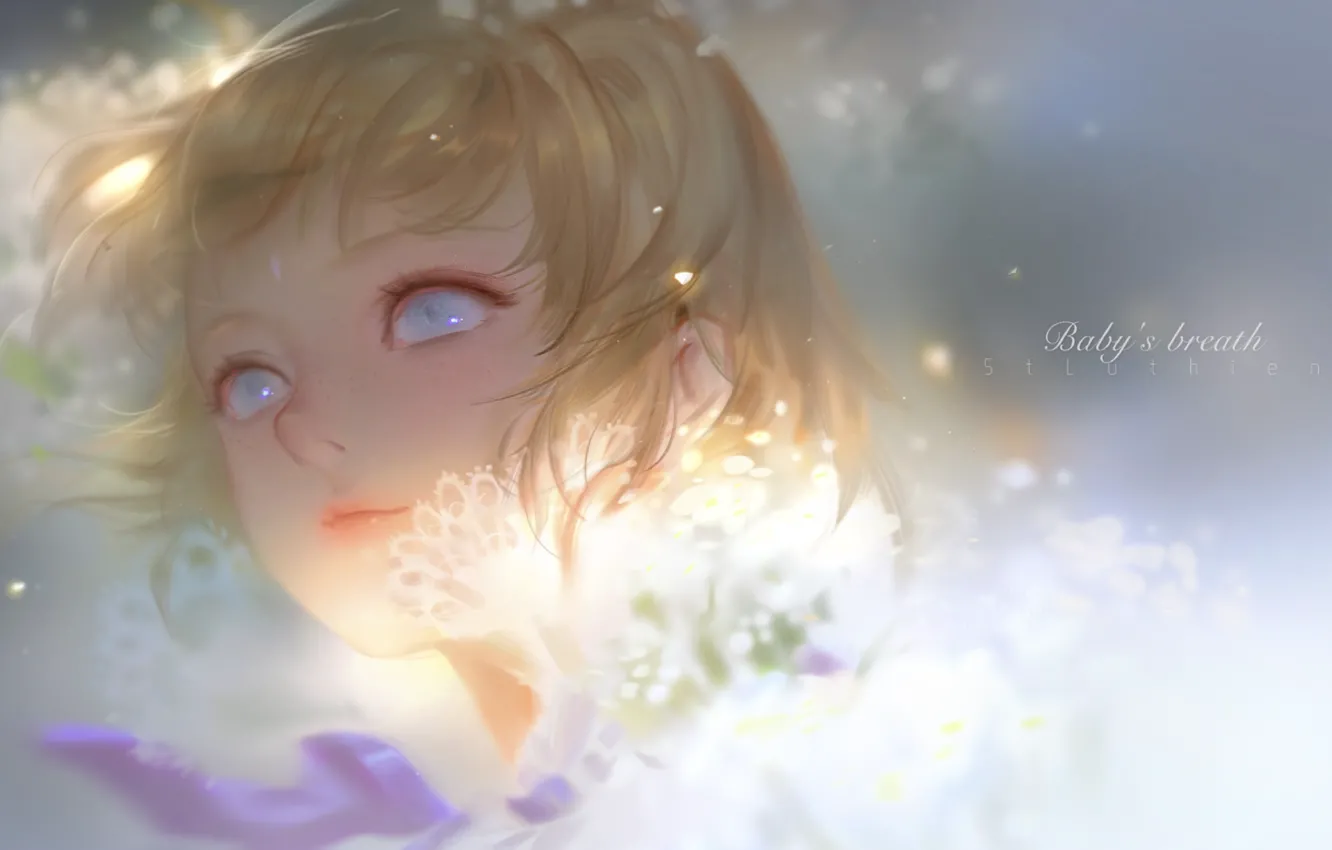 Photo wallpaper blonde, girl, blue eyes