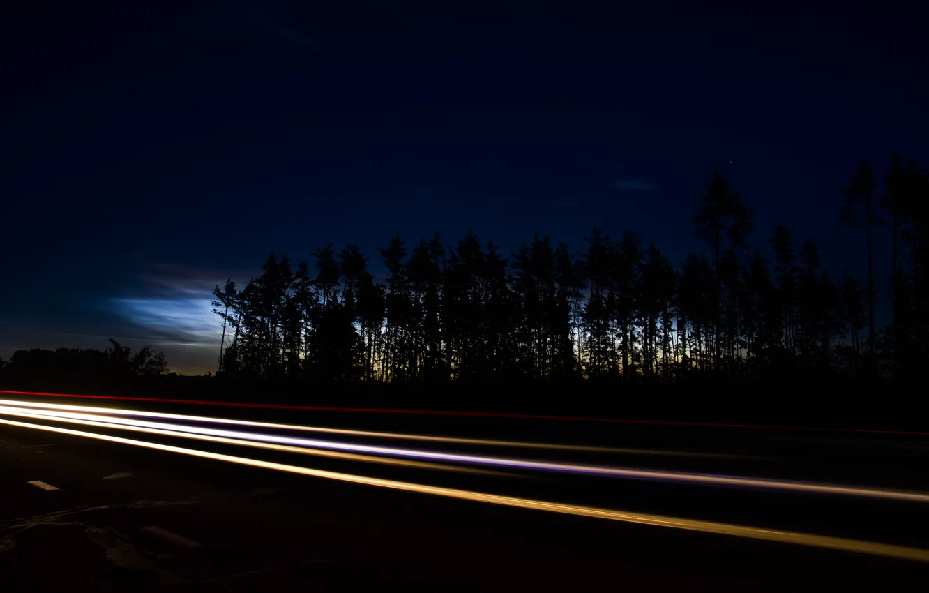 Photo wallpaper night, dawn, lines of light, night shooting