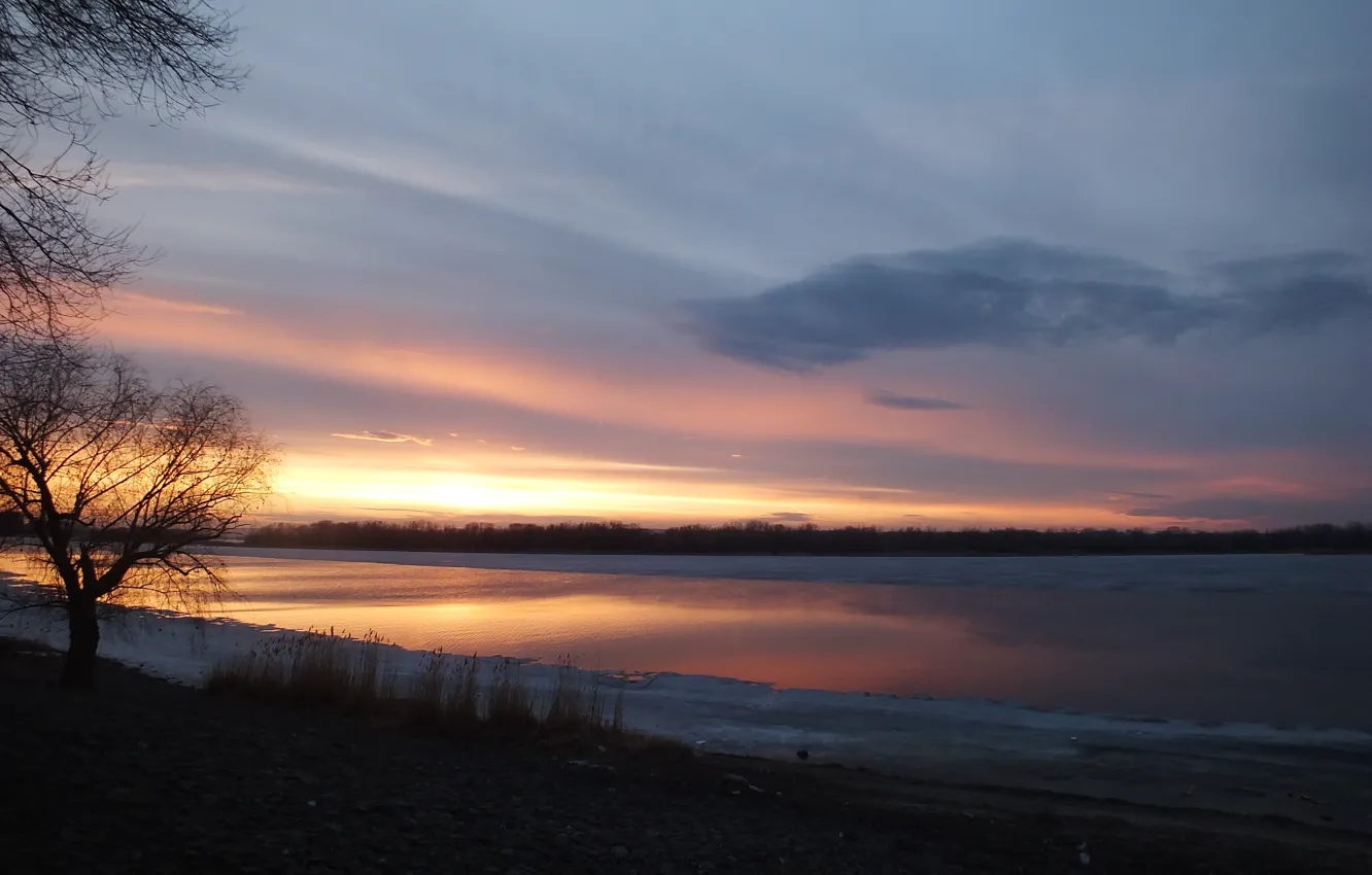 Photo wallpaper the sky, sunset, spring, Volga