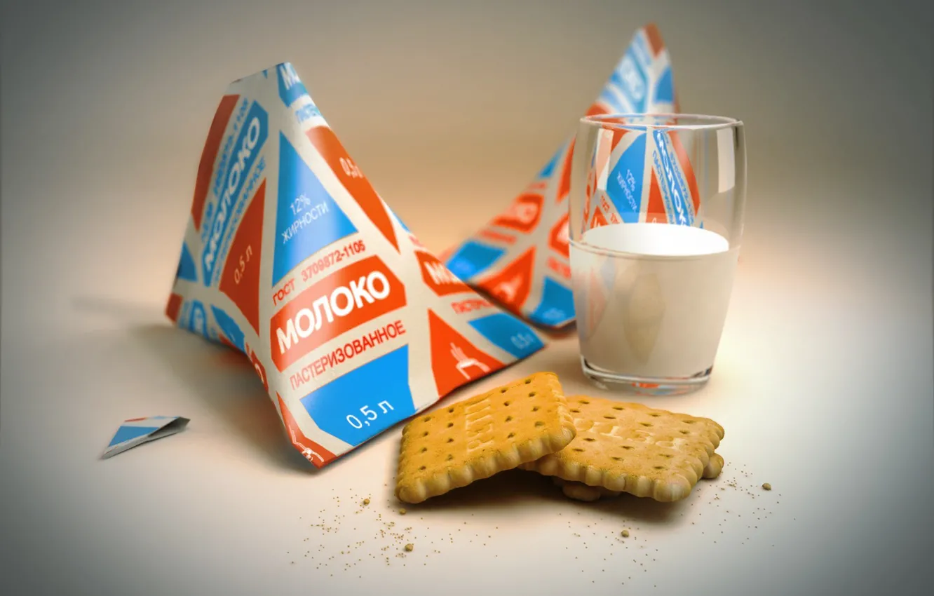 Photo wallpaper 150, milk, cookies, package