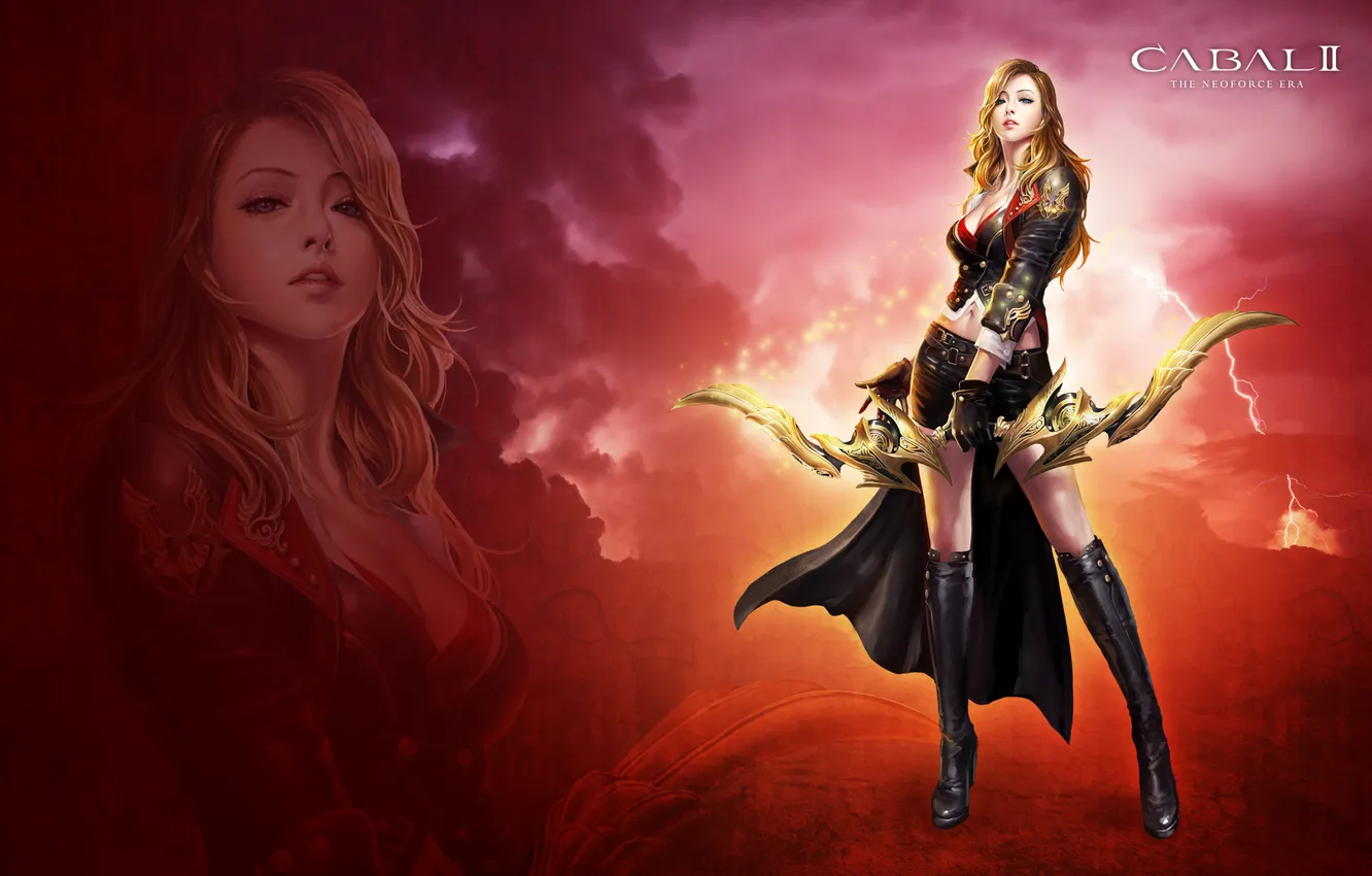 Photo wallpaper look, girl, face, weapons, hair, the game, boots, online