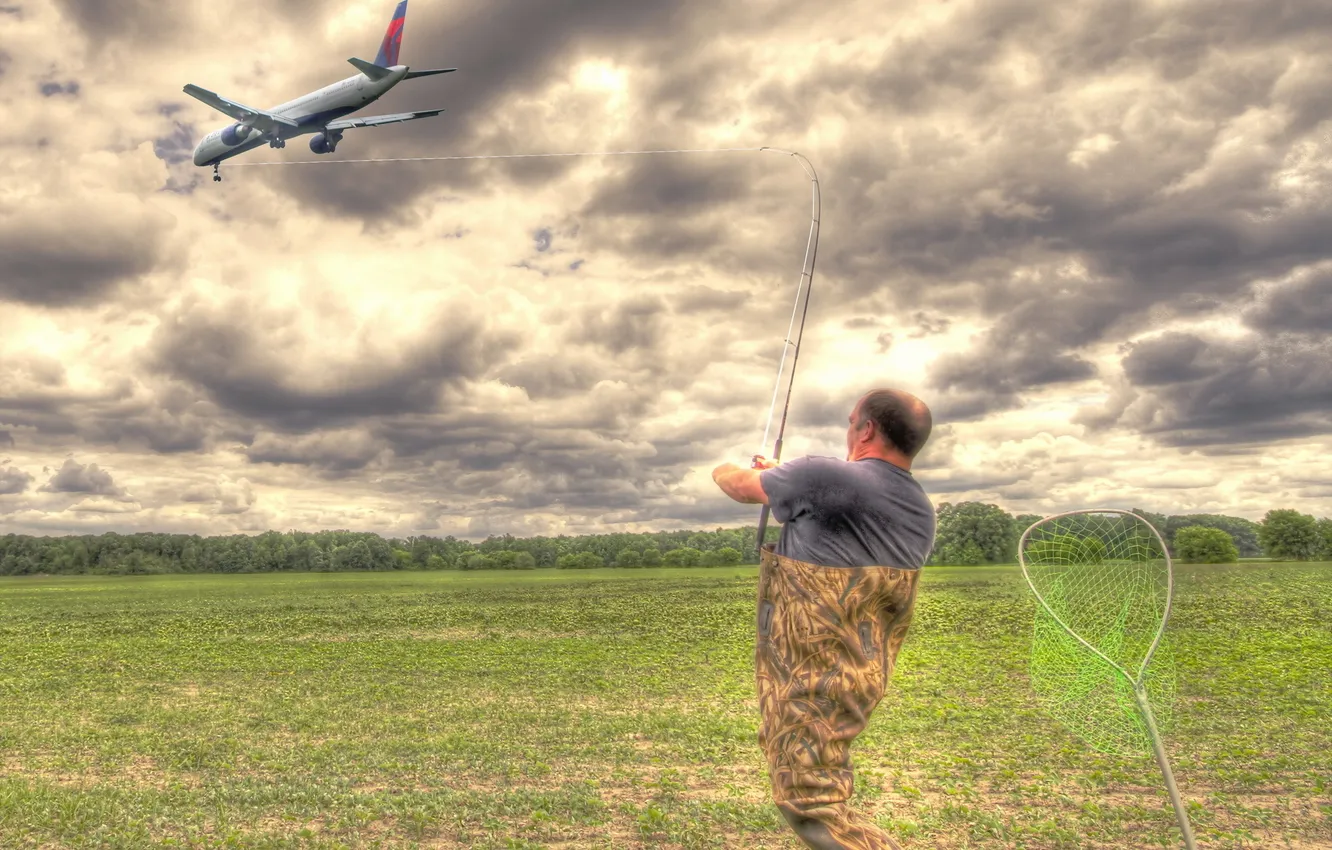 Photo wallpaper fishing, digital manipulation, Fly fishing