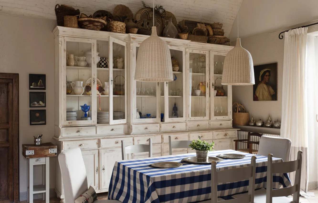 Photo wallpaper design, room, interior, dining room, Provence style