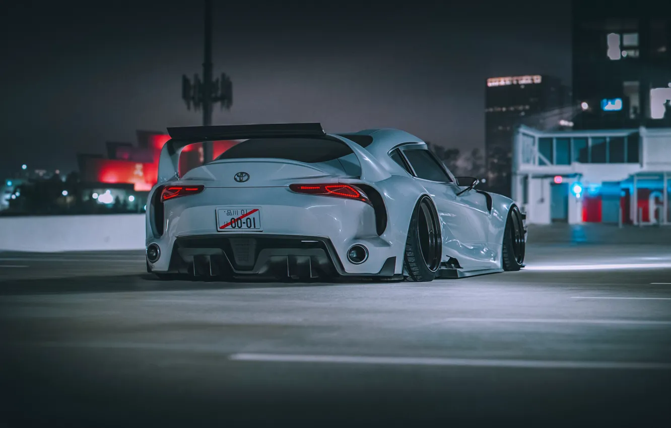 Photo wallpaper machine, auto, white, night, science fiction, Supra, Toyota Supra, Concept Art