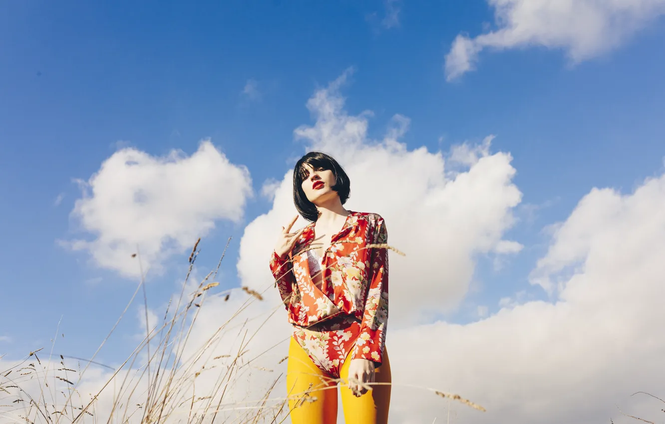 Photo wallpaper the sky, face, style, model, outfit