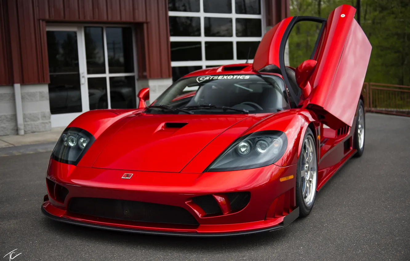 Photo wallpaper red, sports car, Twin Turbo, Saleen S7, manual Assembly