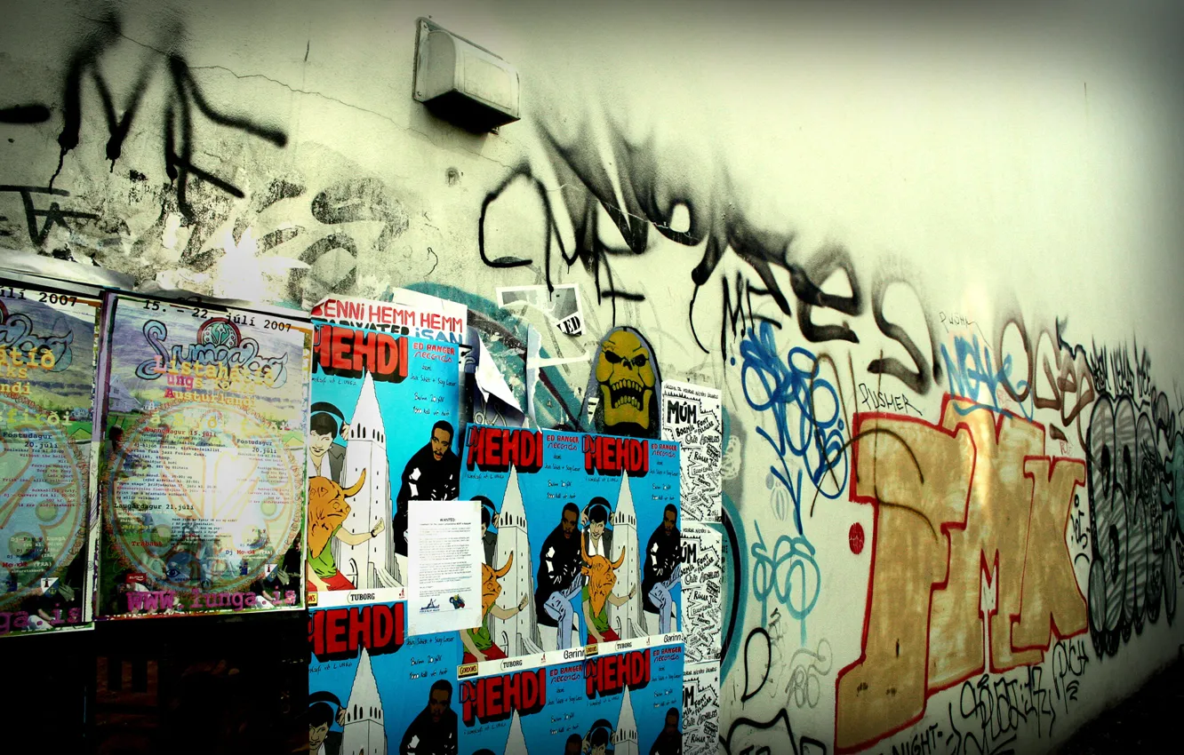 Photo wallpaper the city, style, photo, background, wall, Wallpaper, graffiti, advertising