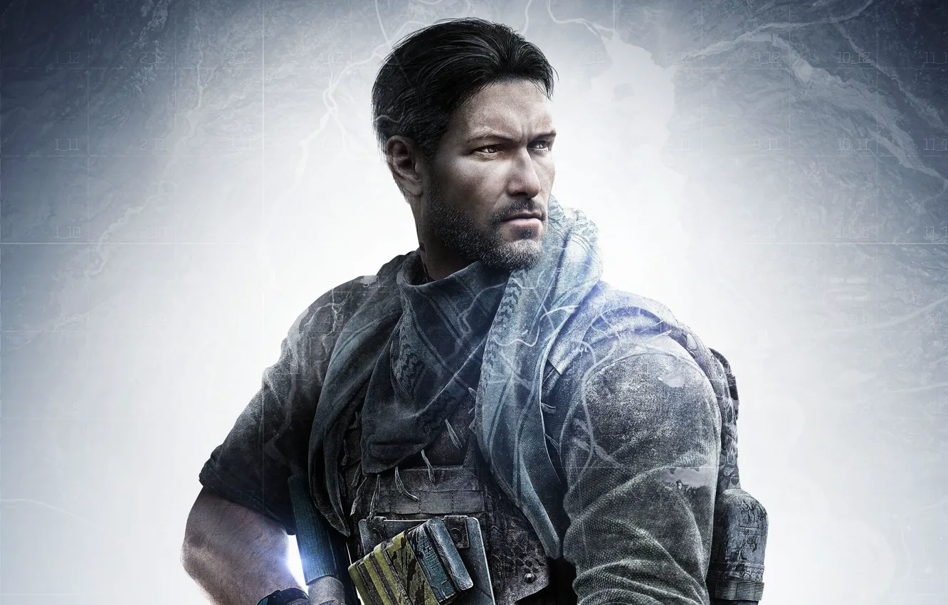 Photo wallpaper gun, soldier, weapon, man, tatoo, map, assassin, rifle