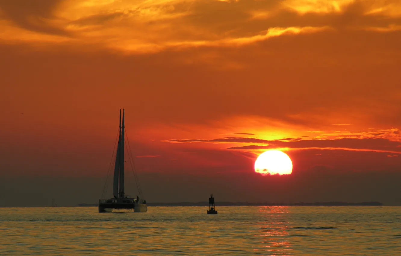 Photo wallpaper sunset, Bui, catamaran
