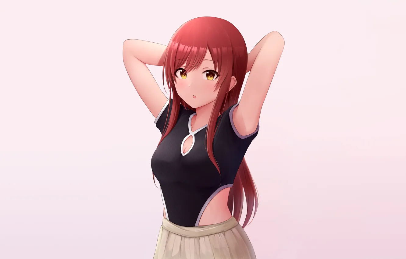 Photo wallpaper girl, sexy, cleavage, long hair, boobs, sexy girl, anime, beautiful