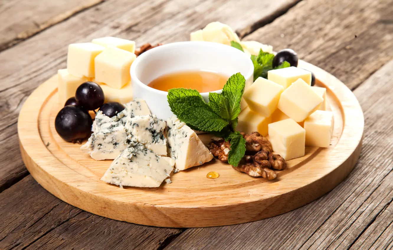 Photo wallpaper tea, cheese, drink, nuts, nuts, tea, cheese, piece