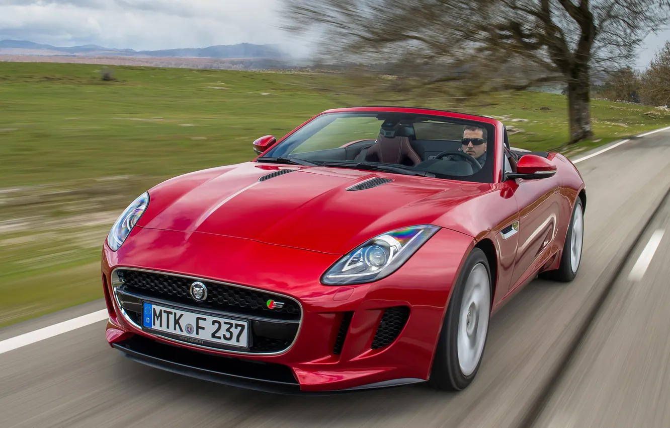 Photo wallpaper machine, speed, Jaguar, the front, F-Type