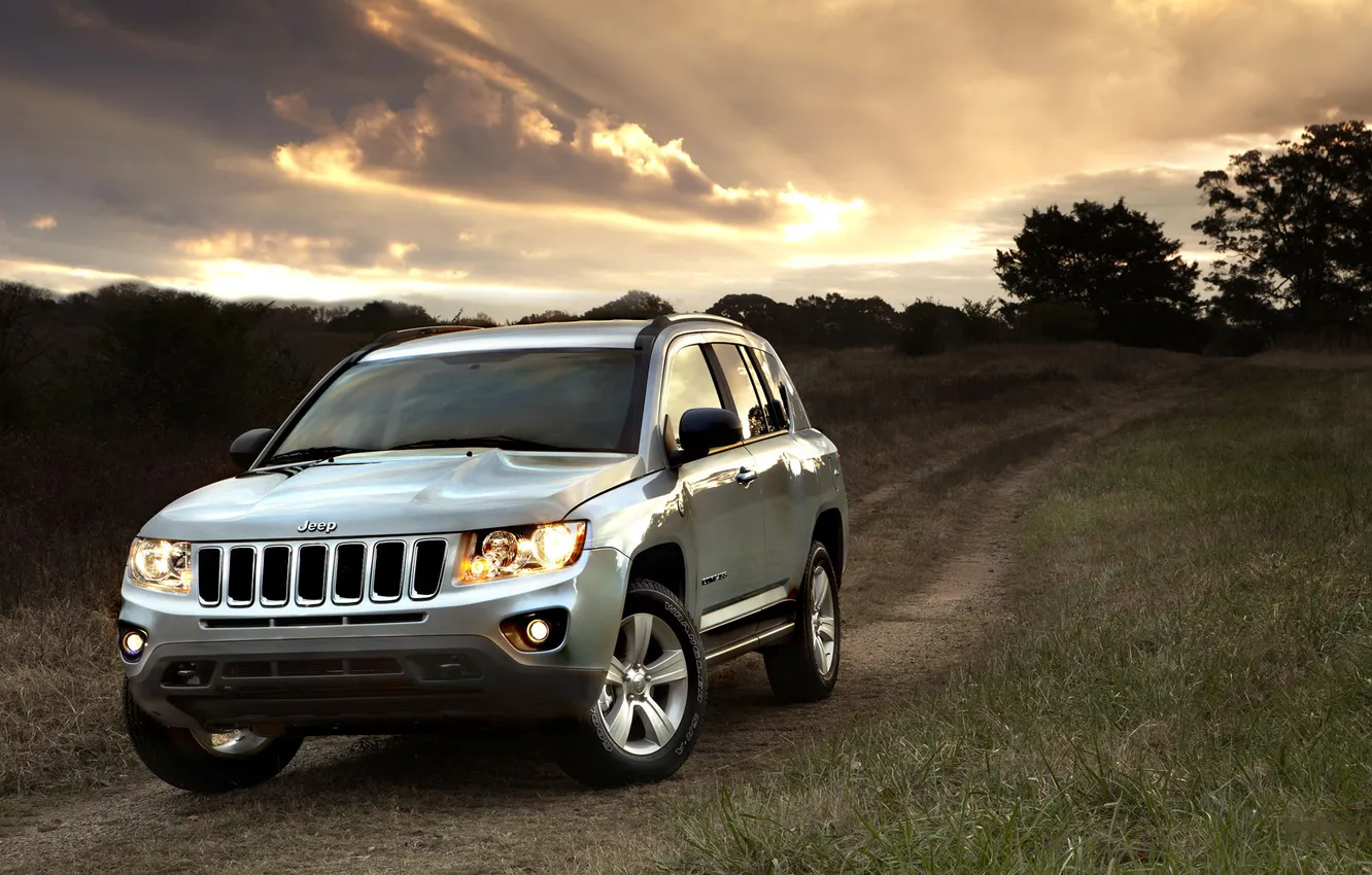 Photo wallpaper grass, nature, photo, cars, jeep, compass, car Wallpaper, compass
