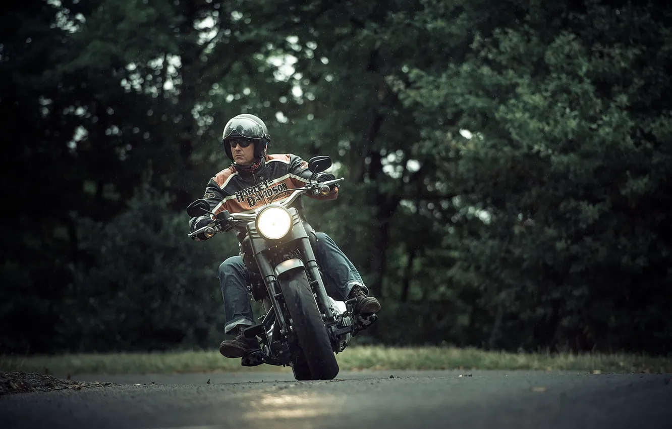 Photo wallpaper road, people, motorcycle