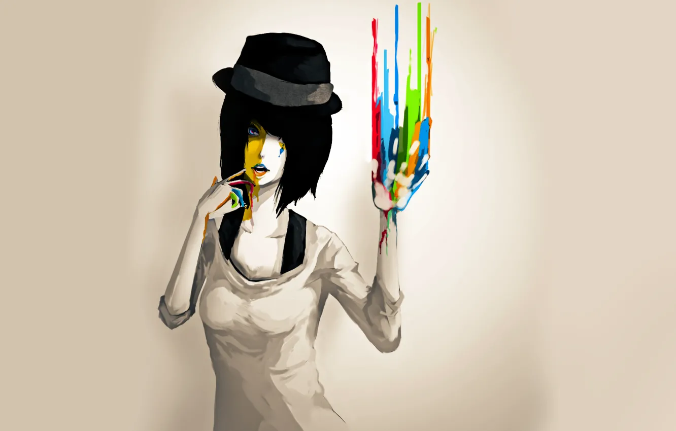 Photo wallpaper paint, Girl, hat