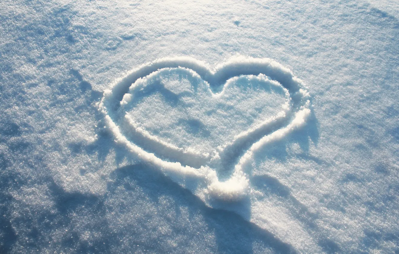 Photo wallpaper winter, snow, love, background, heart, figure, love, WARM