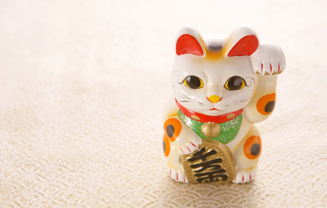 Photo wallpaper cat, Japan, maneki-neko, maneki neko, Talisman