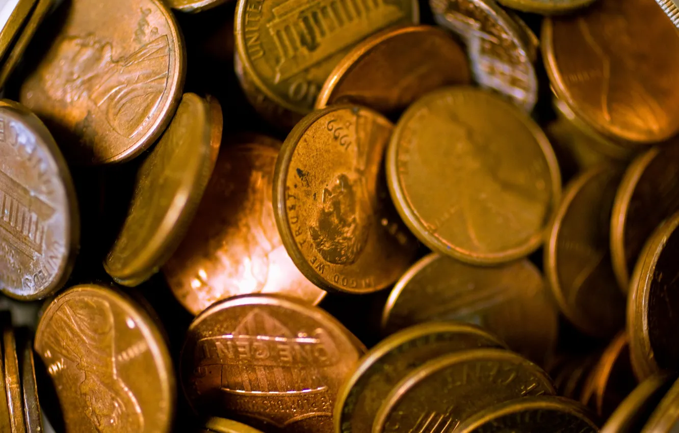 Photo wallpaper macro, background, coins