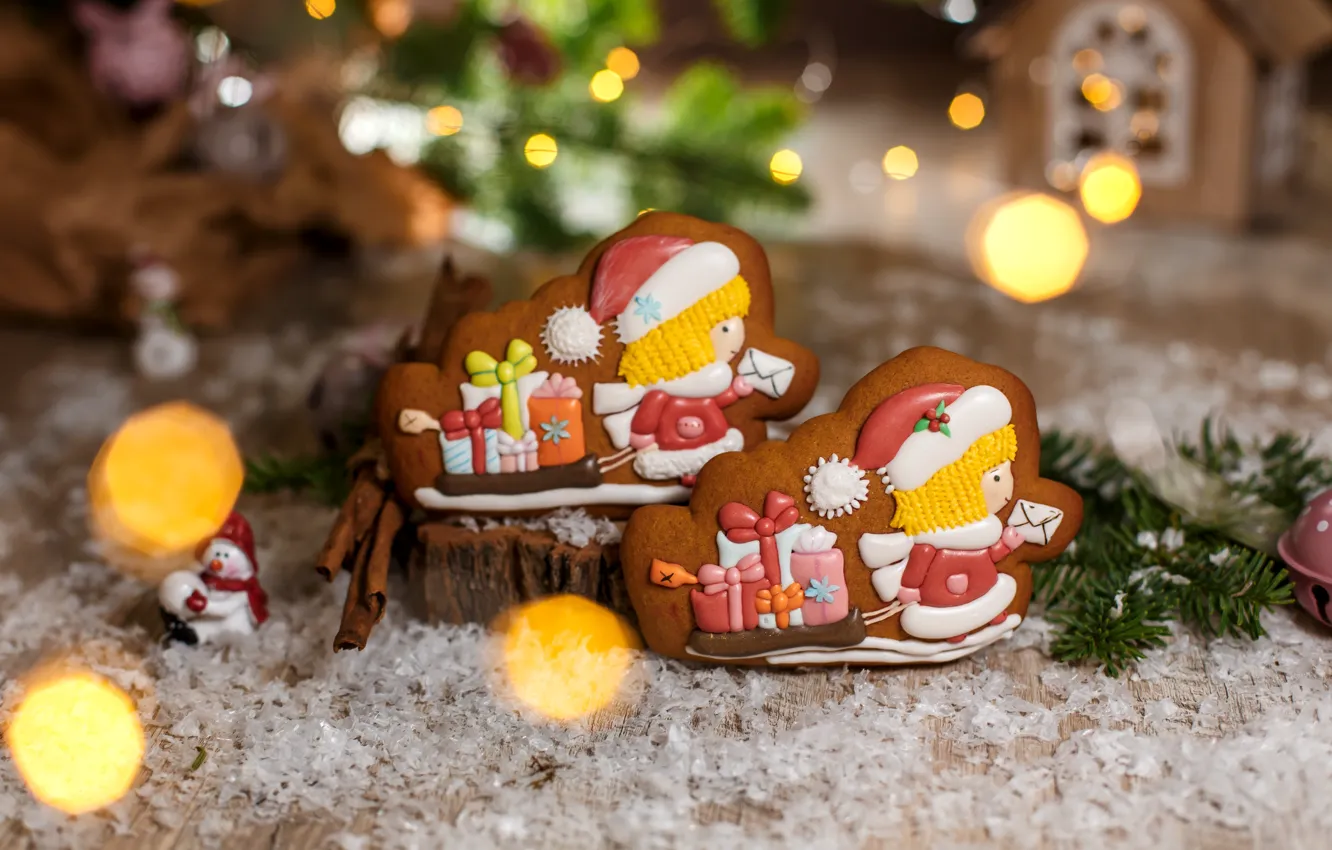 Photo wallpaper background, Christmas, composition, gingerbread, Kukota Ekaterina