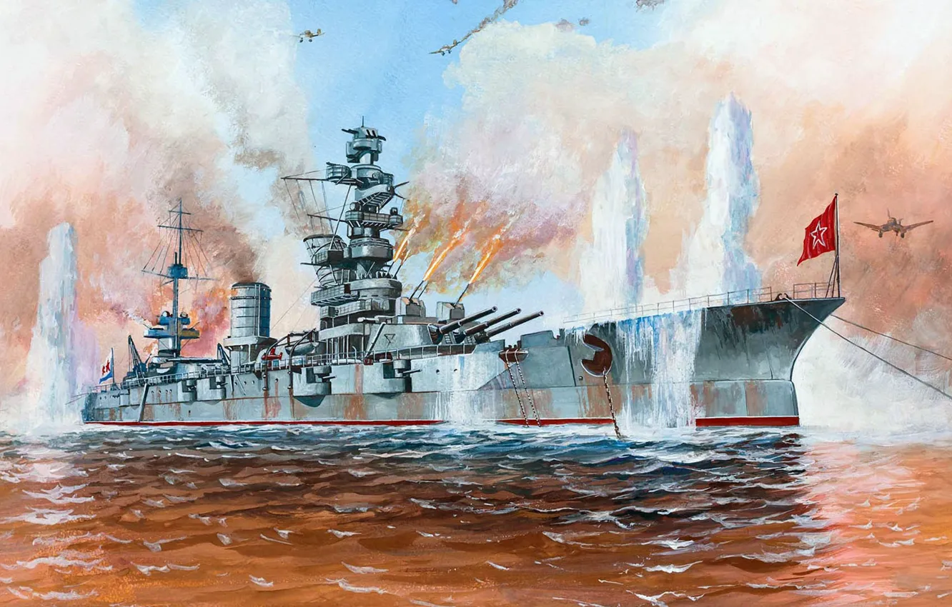 Photo wallpaper the great Patriotic war, THE SOVIET NAVY, the Baltic fleet, Soviet battleship "Marat"