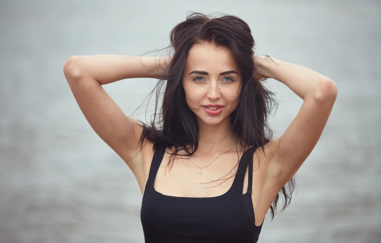 Photo wallpaper look, girl, face, hair, Vika