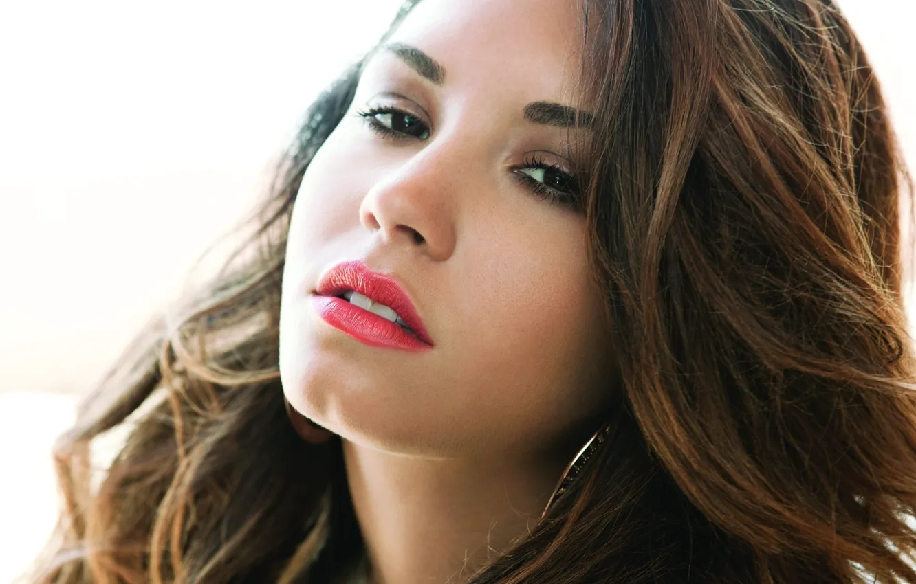Photo wallpaper look, girl, lips, brown hair, brown-eyed, Demi Lovato, Demi Lovato