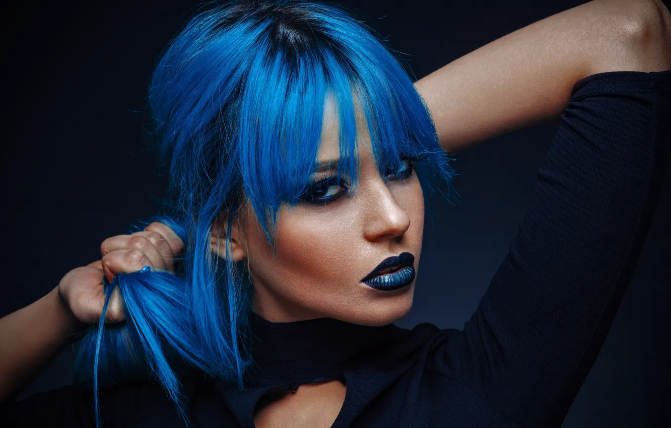 Photo wallpaper blue hair, last kiss, model XS, let it be malvina, crazy hair color, stop the …