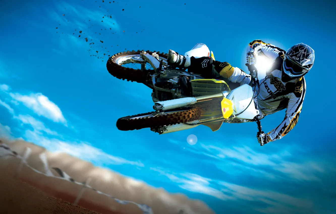 Photo wallpaper the sky, motorcycle, motocross