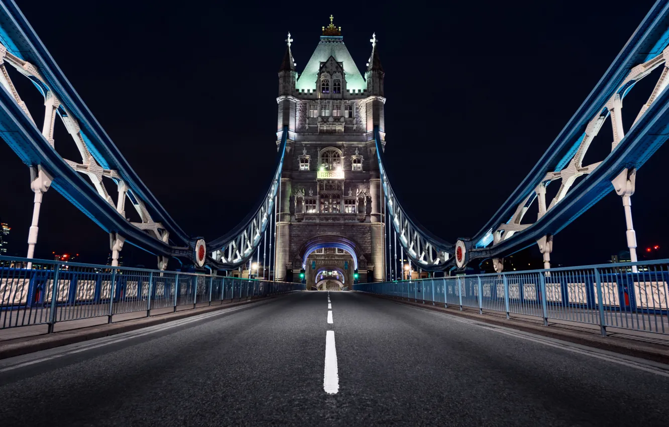 Photo wallpaper night, England, London, support, Tower bridge