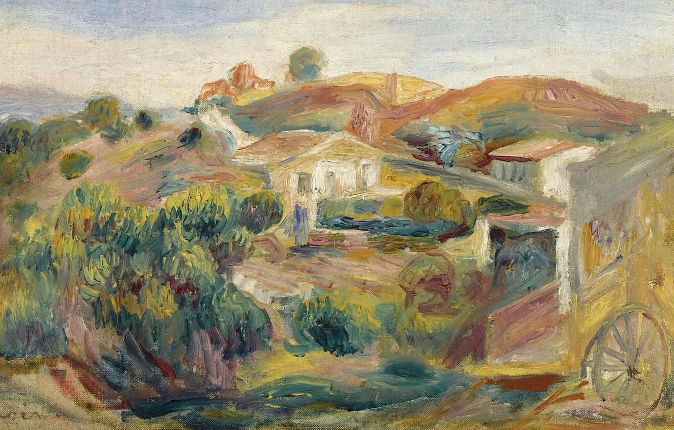 Photo wallpaper picture, 1911, Pierre Auguste Renoir, Pierre Auguste Renoir, Landscape with Houses