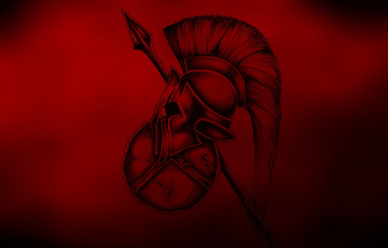 Photo wallpaper background, spear, shield, the Spartan helmet