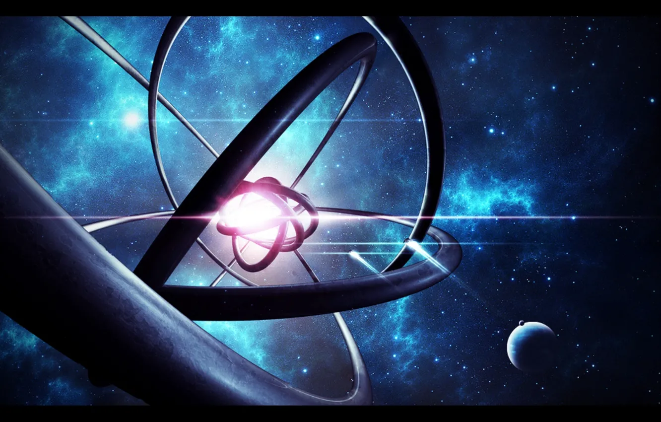 Photo wallpaper space, stars, planets, spaceships, the rings