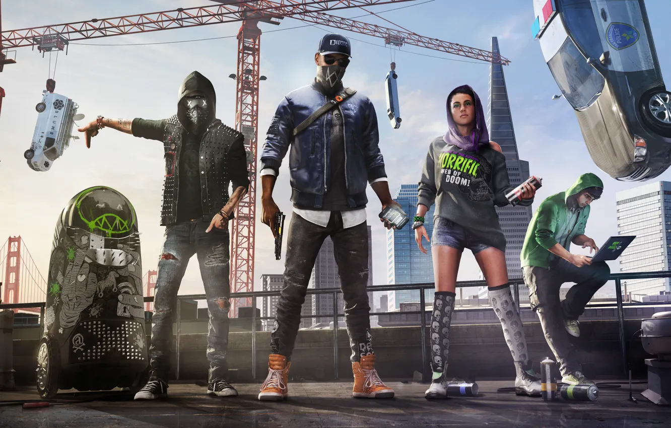 Photo wallpaper game, art, Ubisoft, San Francisco, Marcus Holloway, Watch Dogs 2, Marcus Holloway, Sitara