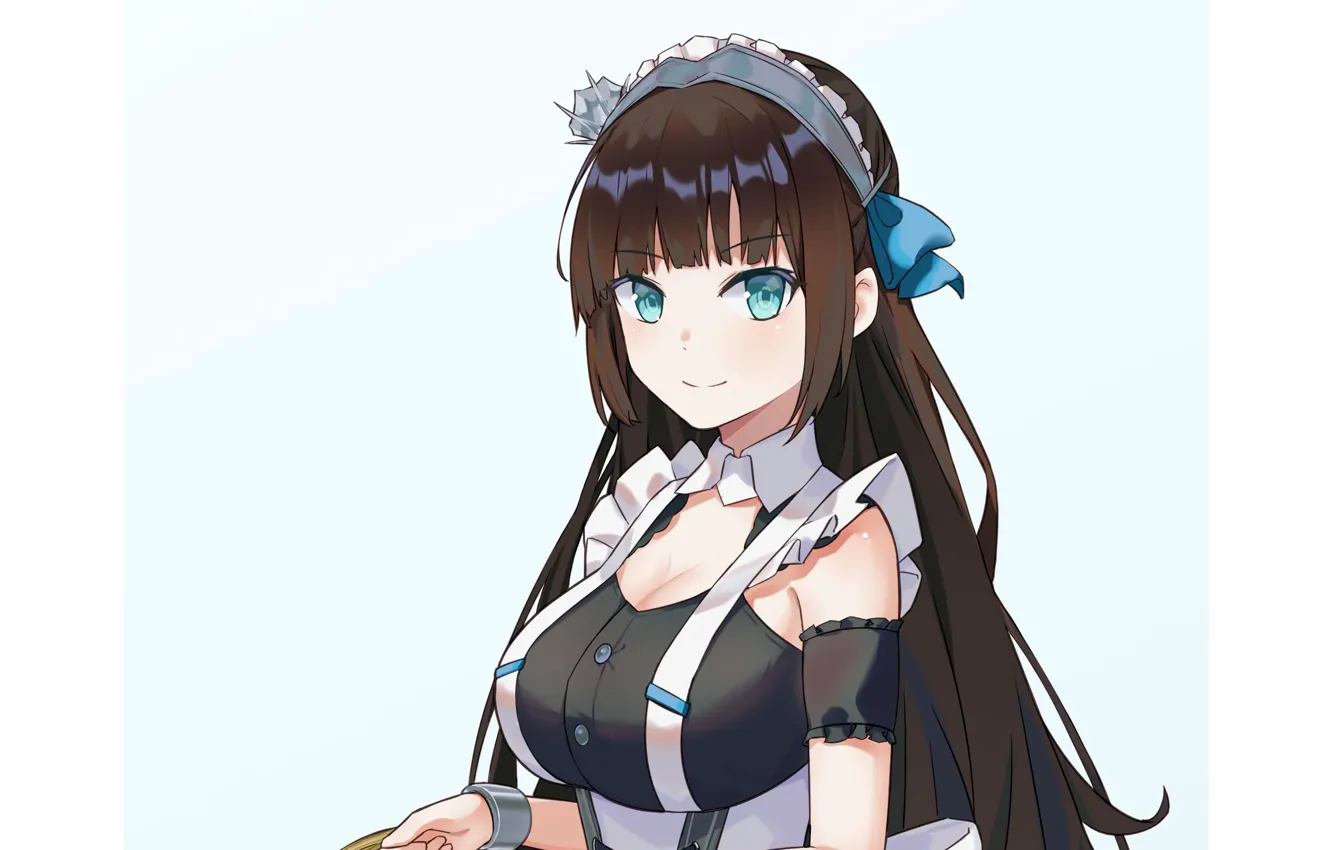 Photo wallpaper girl, sexy, cleavage, long hair, dress, brown hair, boobs, anime