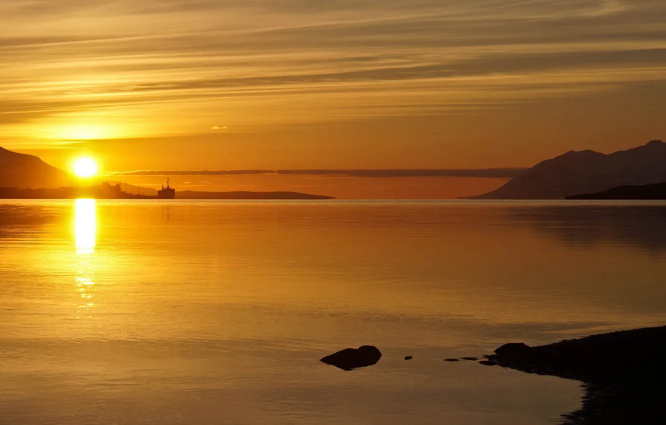 Photo wallpaper sea, landscape, sunset