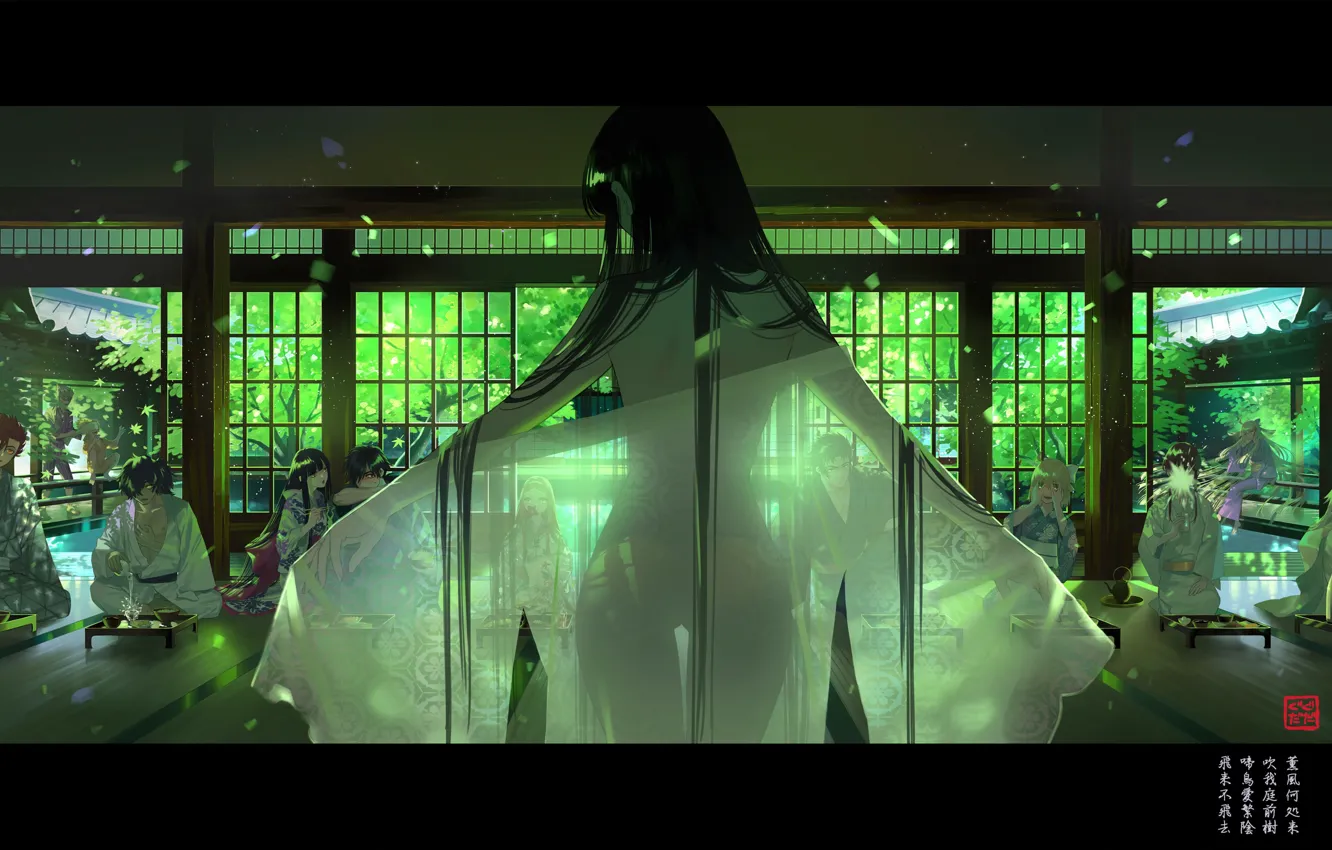 Photo wallpaper emotions, Striptease, the audience, transparent fabric, from the back, Sakura Know, Fate / Grand Order, …