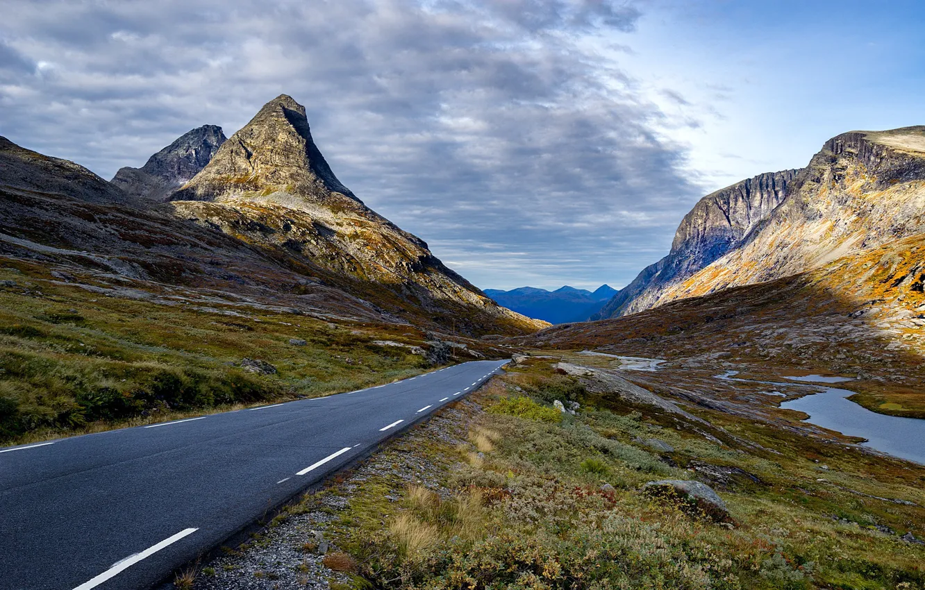 Photo wallpaper road, mountains, Norway