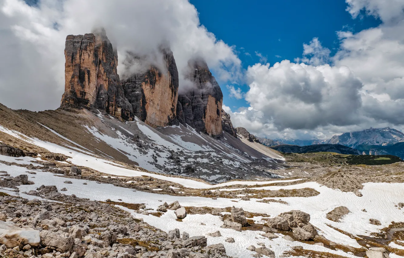 Photo wallpaper mountains, rocks, slope, The Dolomites