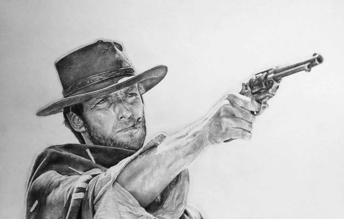 Photo wallpaper figure, revolver, Western, Clint Eastwood, Clint Eastwood